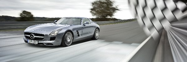 Flaga, Wyścigowy, Tor, Mercedes Benz SLS