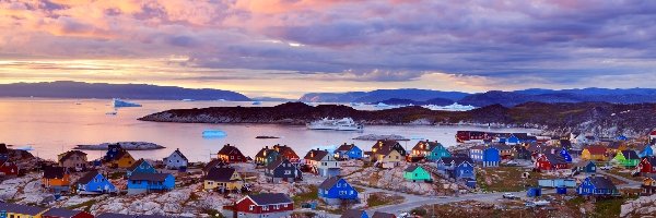 Kolorowe, Miasto, Domki, Grenlandia, Ilulissat