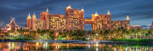Hotel, Nocą, Dubai, Atlantis The Palm