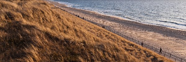 Plaża, Trawa, Deptak, Morze