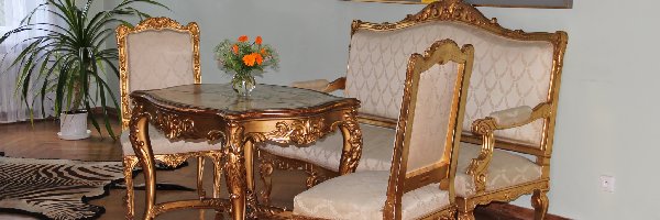 Pałacowe, Meble, Złote, Wnętrze