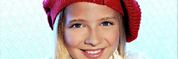 Niebieskie, Czapka, Uśmiech, Tło, Czerwona, Jackie Evancho