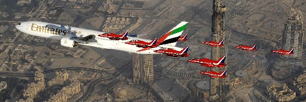 Dubaj, Chmur, Drapacz, Pasażerski, Samolot