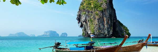 Plaża, Morze, Wysepka, Łodzie, Beach, Krabi