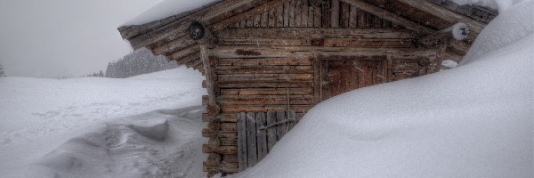 Zima, Śnieg, Domek