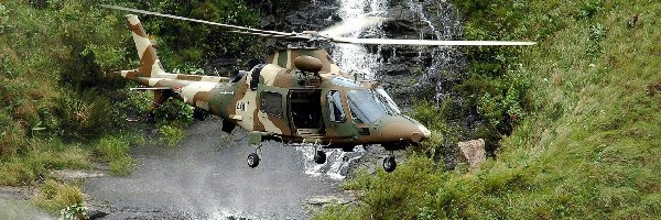 Helikopter, Skały, Wodospad