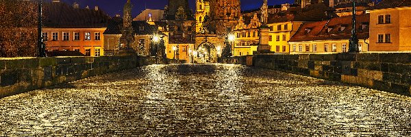 Czechy, Noc, Miasto, Praga