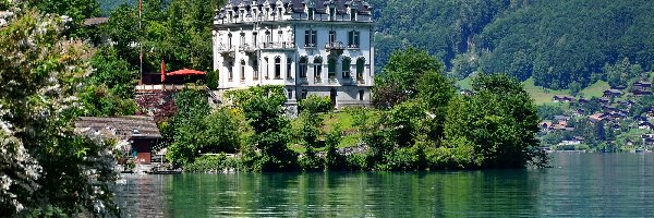 Jeziorem, Iseltwald, Nad, Brienz, Zamek, Szwajcaria