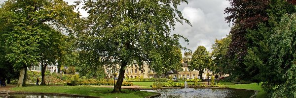 Park, Fontanna, Staw, Anglia, Buxton