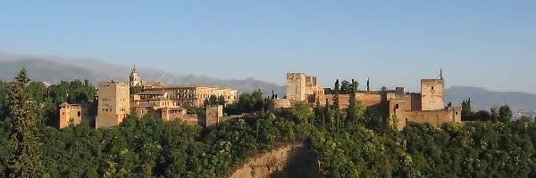 Warowny, Granada, Panorama, Andaluzja, Hiszpania, Alhambra, Miasta